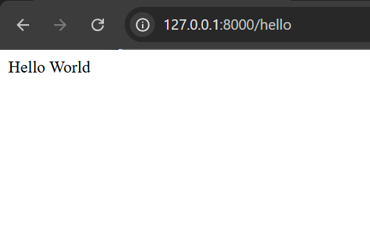 Hasil tampilan Hello World pada browser