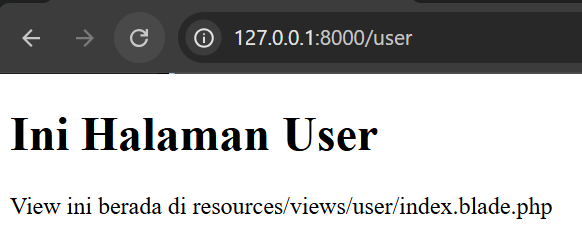 Hasil halaman user yang tampil di browser