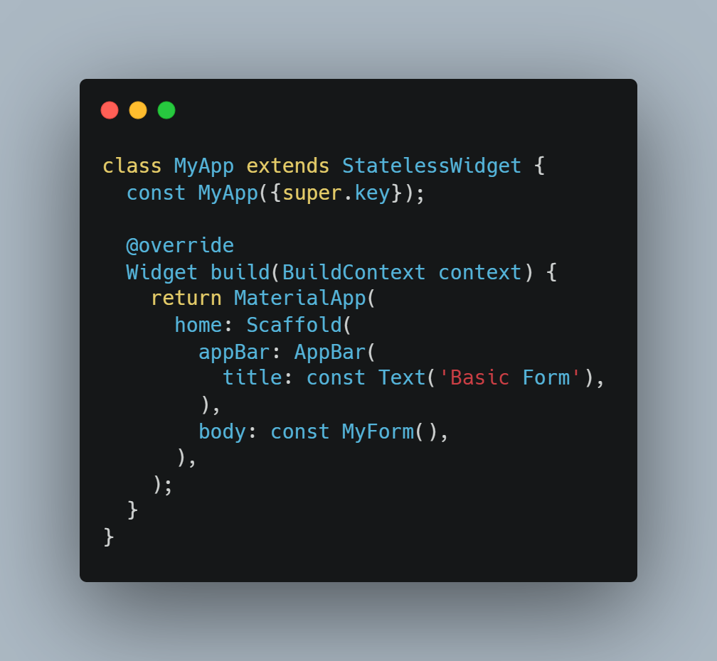 Class MyApp StatelessWidget