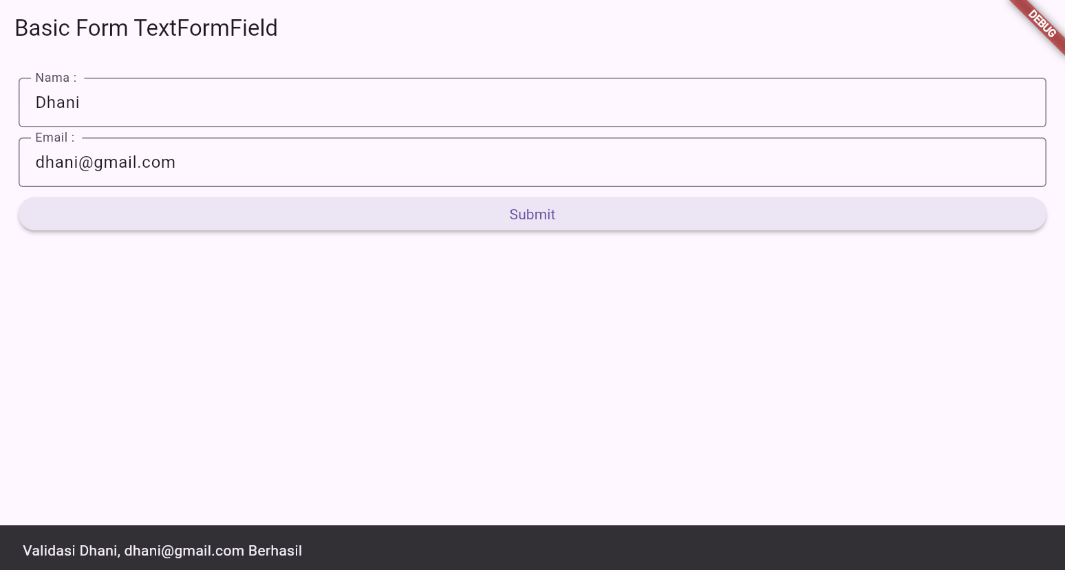 Hasil TextFormField