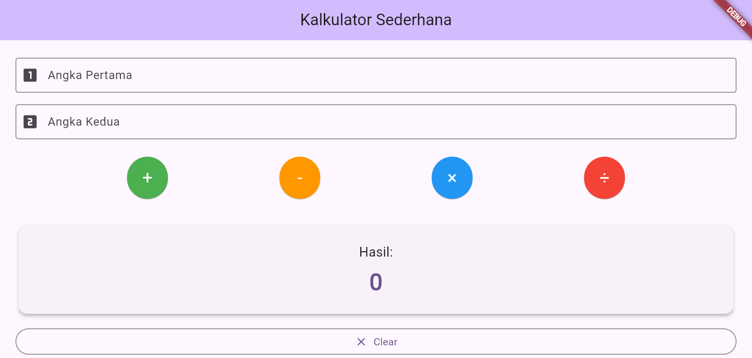 Hasil aplikasi kalkulator