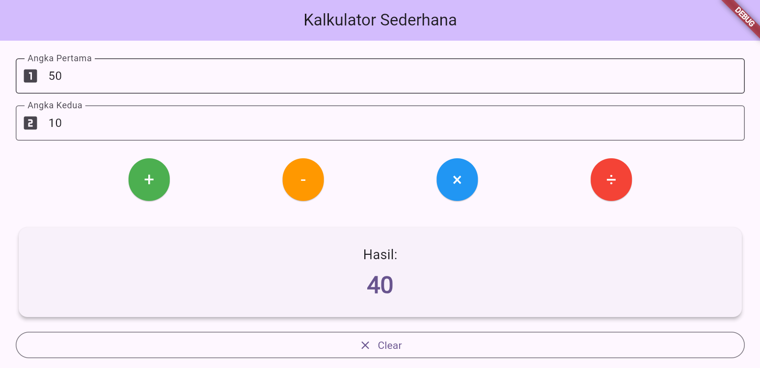 Hasil pengurangan