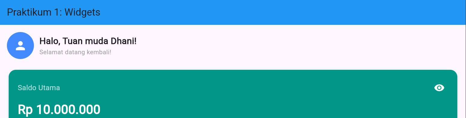 Hasil kartu saldo dengan warna teal (belum ada No. Rekening)
