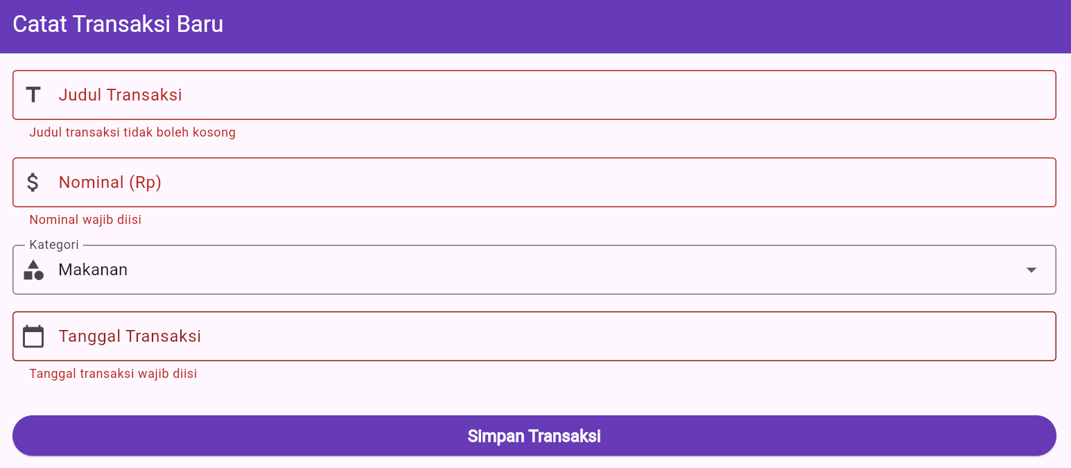Hasil akhir dengan fitur tanggal - tampilan 2