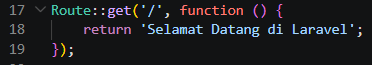 Contoh routing dasar pada file web.php