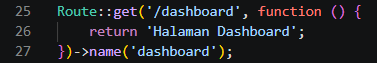 Contoh named route dashboard