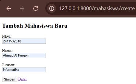Tampilan form tambah mahasiswa baru