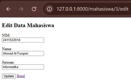 Tampilan form edit mahasiswa