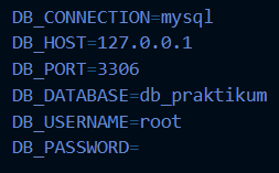 Konfigurasi database pada file .env