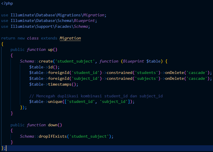 Migration create_student_subject_table
