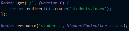 Route students pada file web.php