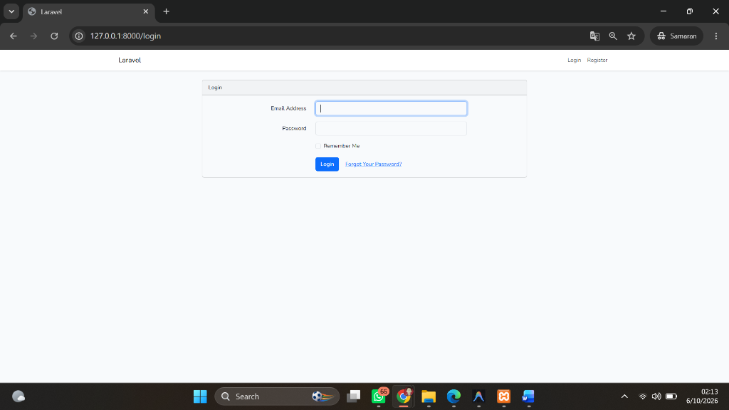 Halaman Login Default