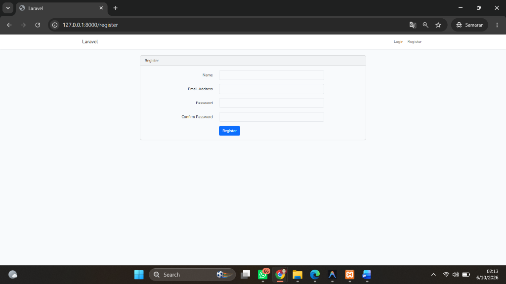 Halaman Register Default
