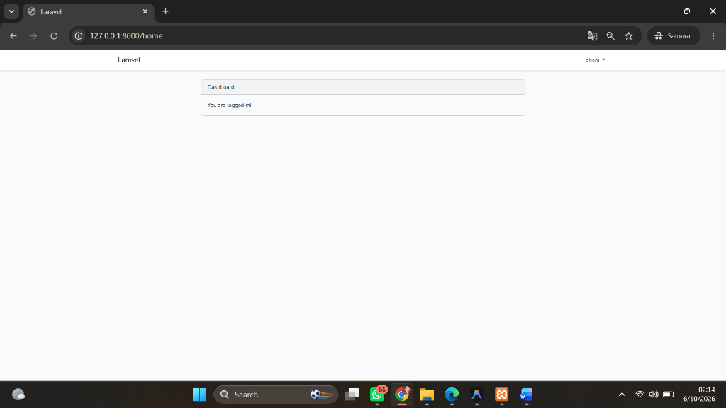 Halaman Home setelah login