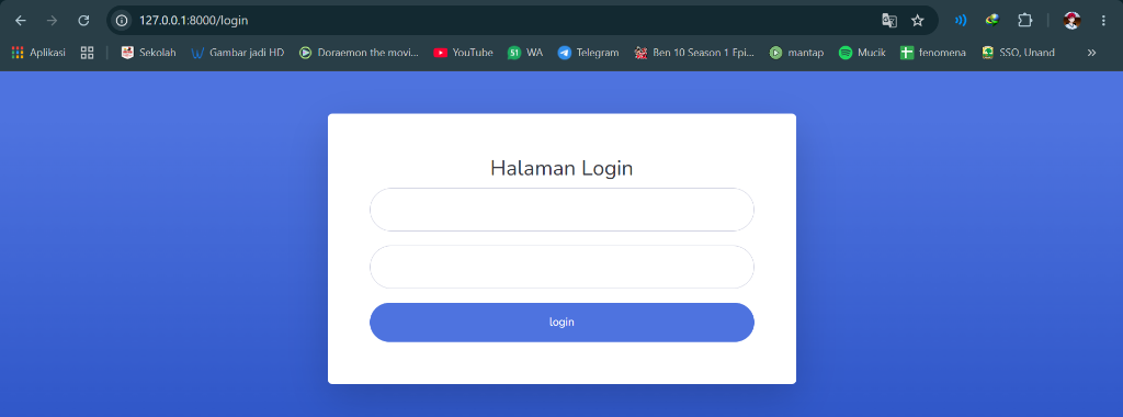 Tampilan halaman login SB Admin 2