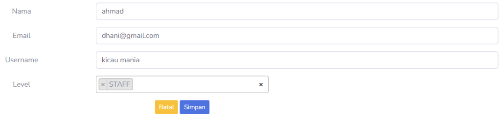 Proses update user input form