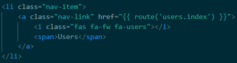 Kode menu user di sidebar.blade.php