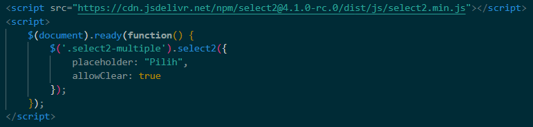 Kode Select2 di main.blade.php